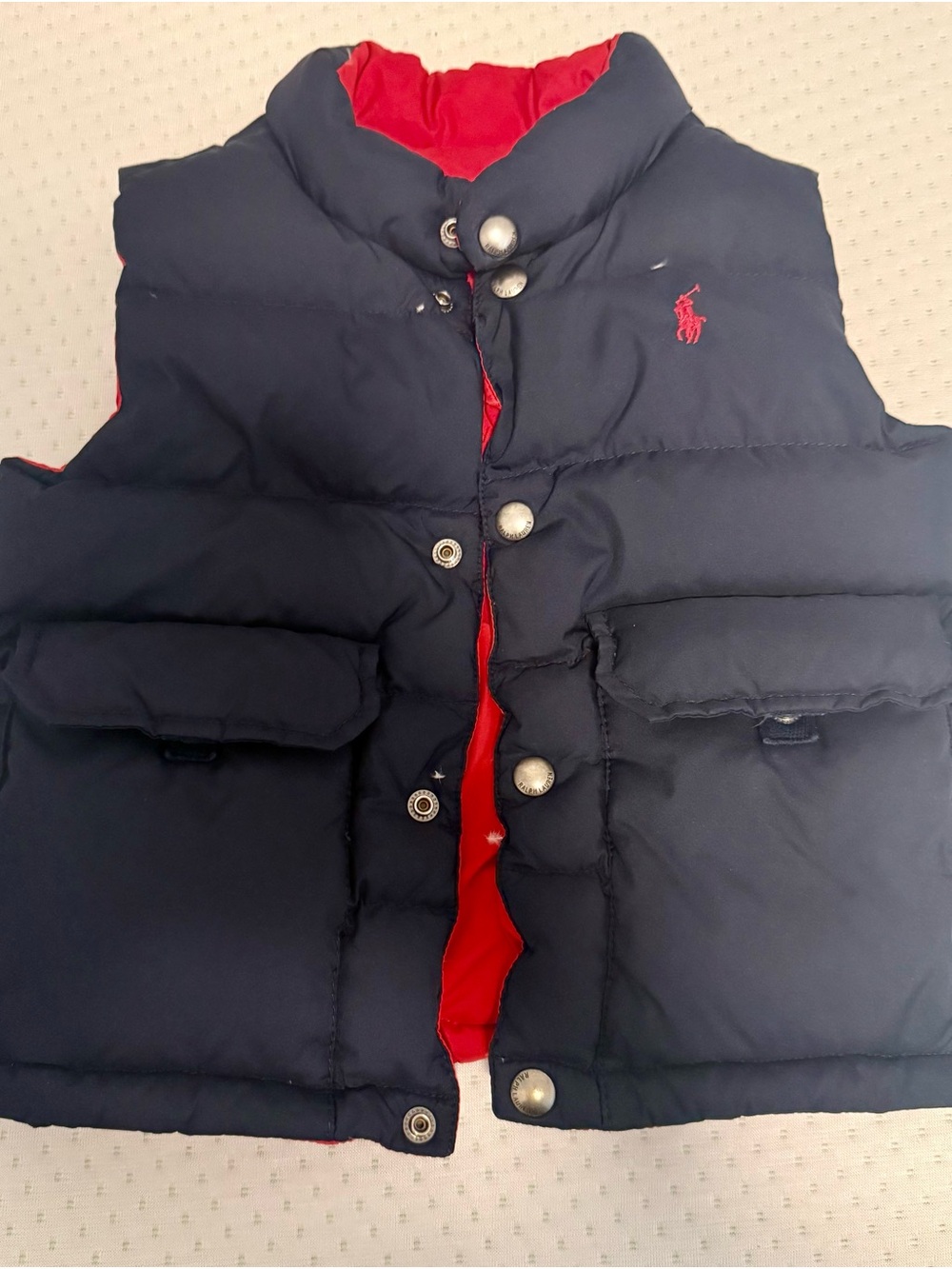 Polo by Ralph Lauren Navy Vest with Red Lining & Embroidered Pony